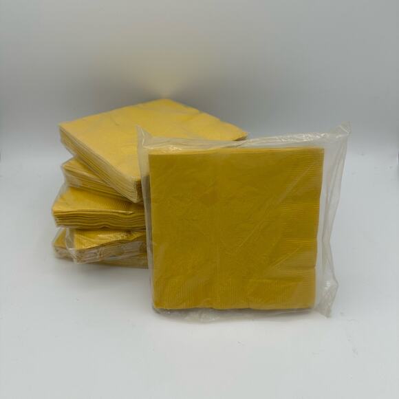 Vintage Paper Cocktail Napkins  NOS Mustard Yellow FOR 4 (FOUR) Packs - Picture 1 of 6
